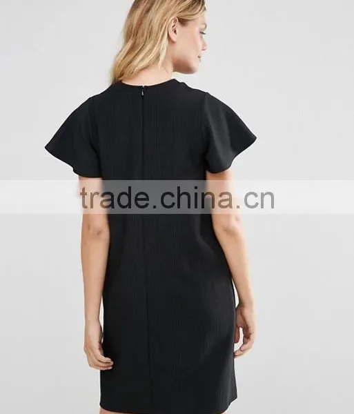 China Wholesale Ruffle Sleelve Jersey Fabric Shift Dress for Maternity photo-3