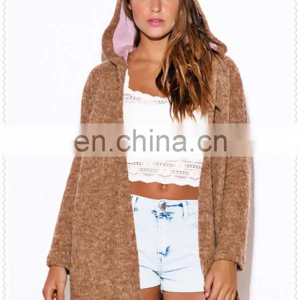 Top Quality Camel Sexy Comfortable Hoodie Sweater Jacket for Women China photo-2