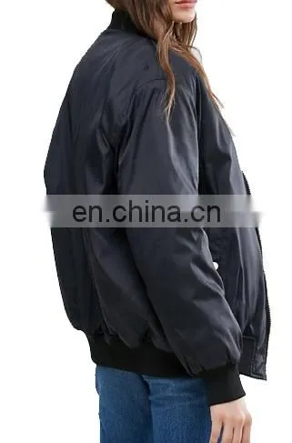 Factory OEM Smooth Nylon Padding Women Bomber Jacket photo-4