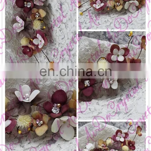 Aidocrystal Gold Organza Fall Hair Accessories Flower Crown Wedding Headpiece photo-3