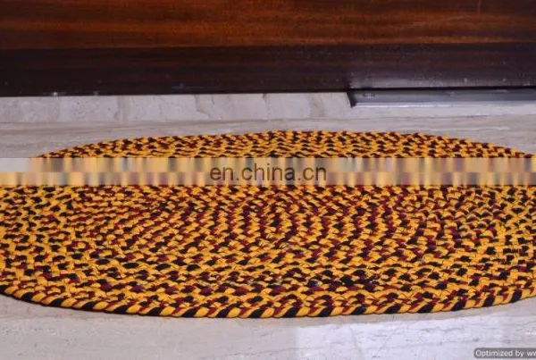 Indian Embroidered Handmade Door Mat Ethnic Style Braided Floor Mat Reversible Cotton Rug photo-2