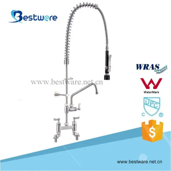 Commercial Kitchen Double Deck Mounted Stainless Steel Pull-out Pre-rinse Faucet