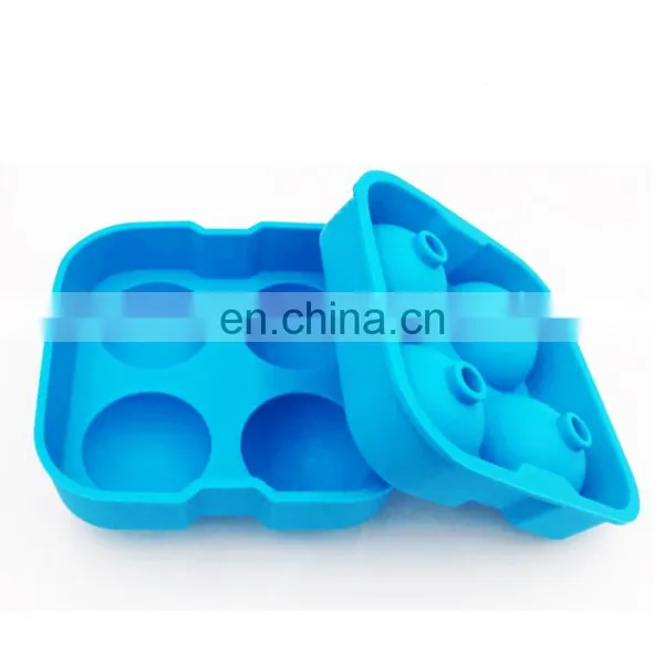 Silicone 4 Holes Ice Hockey Food Grade Round Ice 4 Silicone Hockey Mold photo-2