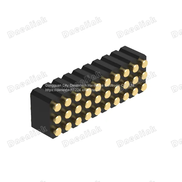 Dnenlink 2.00mm Pitch Triple Row r H4.0mm Concave Contact Straight SMT Type Female Header PogoPin Header photo-2