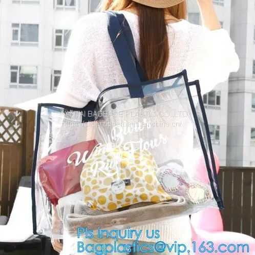 Promo PVC Plastic Shopping Handle Bag, Handling Clear Pvc Blanket Bags, Handle Reusable Clear Vinyl Pvc Cosmetic Bags