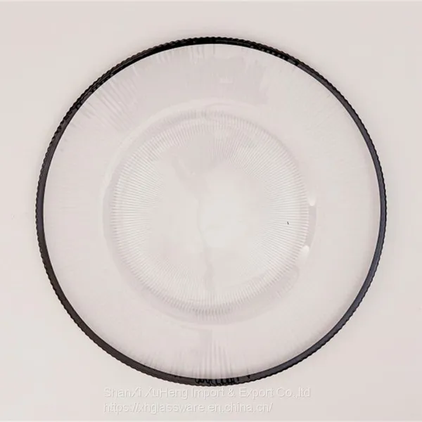 Wholesale Banquet Wedding Gold Silver Rimmed Glass Charger Plate photo-3