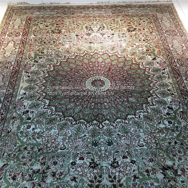 5x8ft Green Color Fine Quality Handmade Silk Persian Carpet for Home Decor photo-2