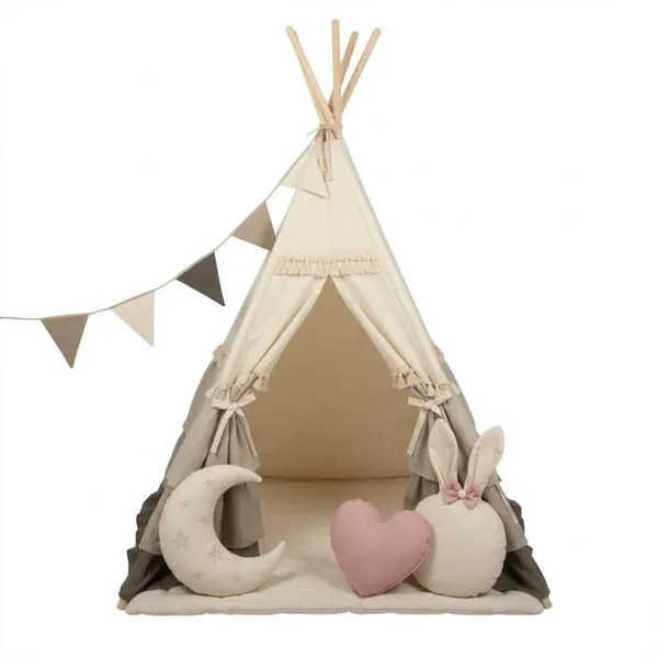 Teepee Tent for Kids, Foldable Play Tent for Girls & Boys, Boho Style Teepee Tent for Kids With Curtains, Cozy Warm Reading Nook & Room Decor photo-2