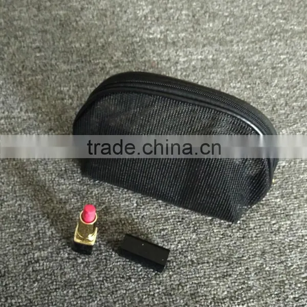 Semicircular Transparent Makeup Bags Black Net Hollow Cosmetic Bag Makeup Websites photo-2