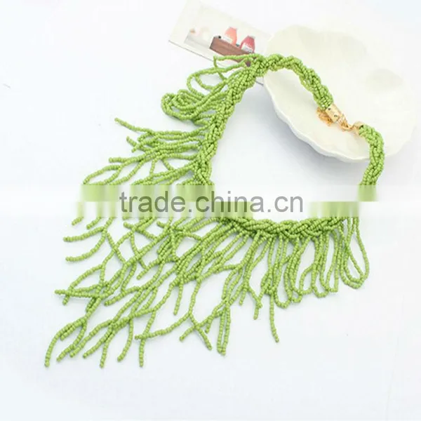 New Fashion Long Tassels Women Jewelry Beads Pendant Bib Necklace photo-3