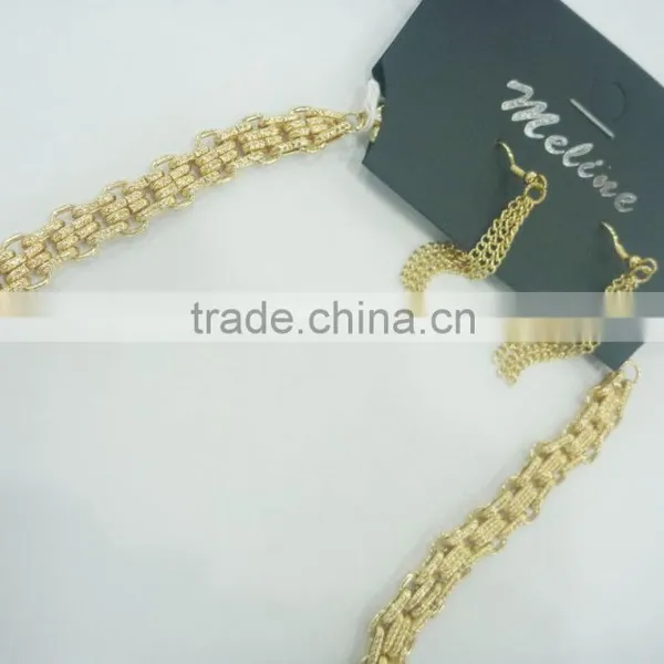 FASHION CHAIN TASSEL THREAD WRAPPED RHINESTONE NECKLACE EARRING SET photo-3