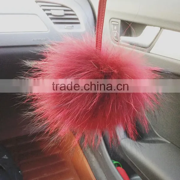 Fashion Popular Ladies Fur Ball Key Chain 100% Real Racoon Fur Keychains photo-4