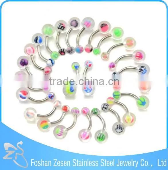 2016 Fashion Colorful UV Balls Steel Bar Personalized Tongue Rings photo-4