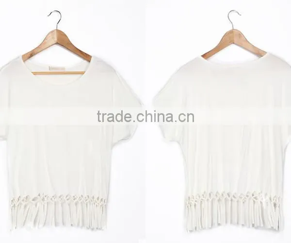Wholesale Womens Short Sleeve White Blank T Shirt 100% Rayon photo-5