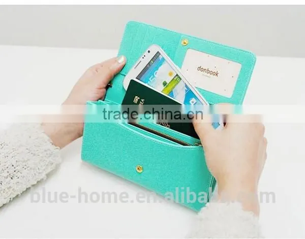 Hot Selling 2015 Korean Design Long Crown Wallet Hand Purse Wristyle Women Pink Evening Wallets photo-5