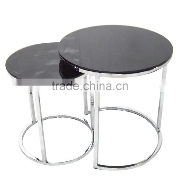 Round Glass Top Side Table Hotel Table photo-3