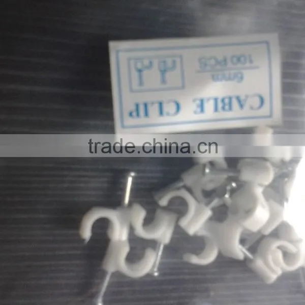 White Flat Nail Wire Clip/round Cable Clips 10mm photo-3