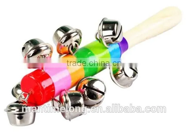 Baby Rainbow Toy Kid Pram Crib Handle Wooden Activity Bell Stick Shaker Rattle photo-3