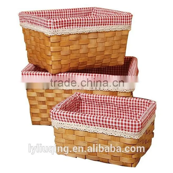 Wooden Storage Basket Homeware Basket With Fabric Liner Handmade