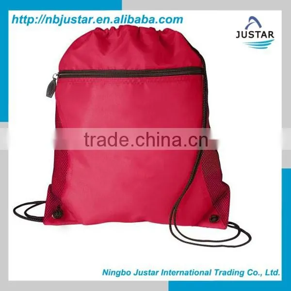 2016 Christmas Promotioanl Customized Cheap Custom Christmas Drawstring Gift Bags With Side Mesh Pocket photo-2