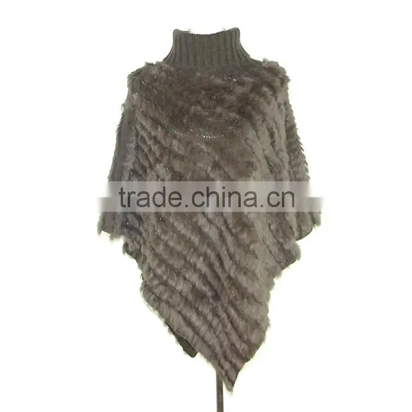 Rabbit Fur Cape Knitted Triangle Fur Cape,KZ14087 photo-4