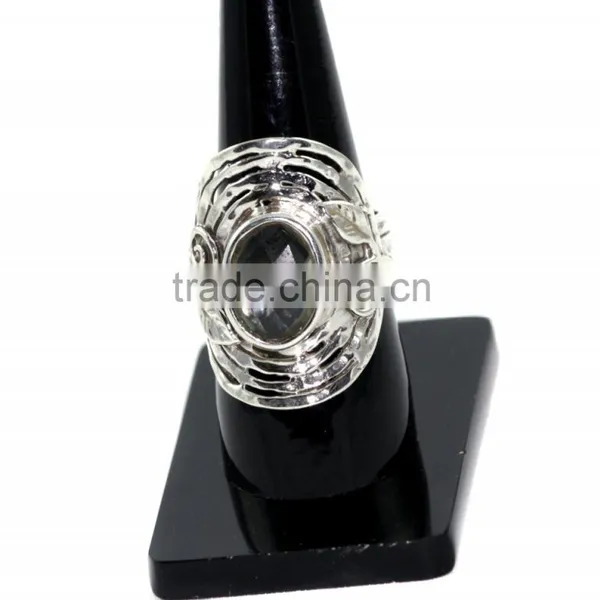 Stone and Oval Silver Gemstone Ring photo-4