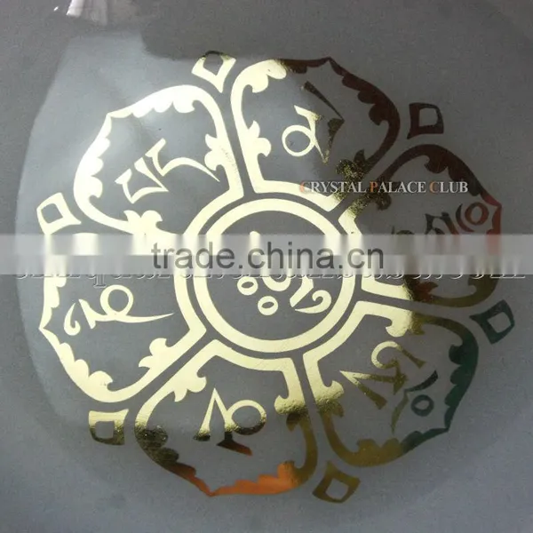 Frosted Quartz Crystal Singing Bowls With Design and Musical Note photo-2
