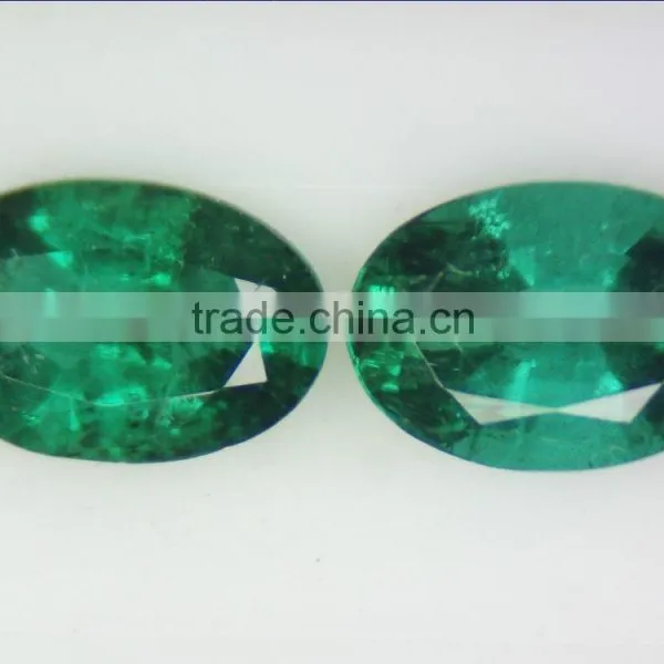 Oval Faceted Cut Natural Emerald Zambian Pair Green Loose Gemstones