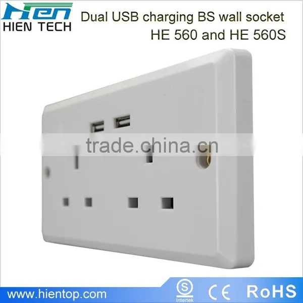2 Gang Electrical Outlet 2 USB Wall Socket UK photo-2