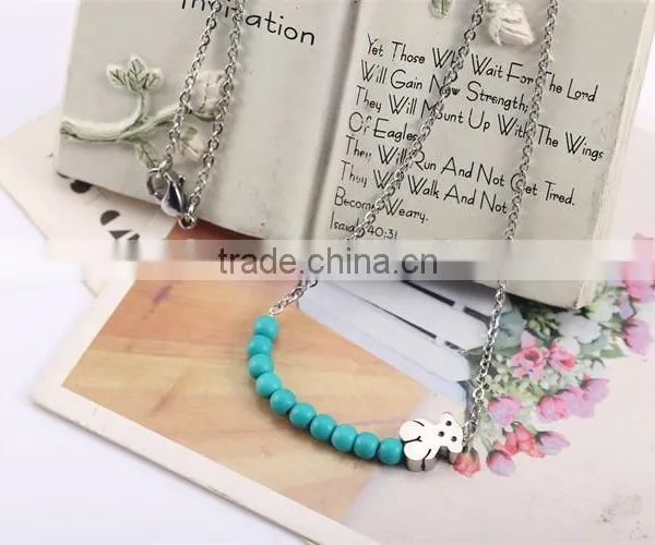 Guangzhou Biggest Wholesale Fashionable Ceramic Pearl Silver Chain Necklace photo-3