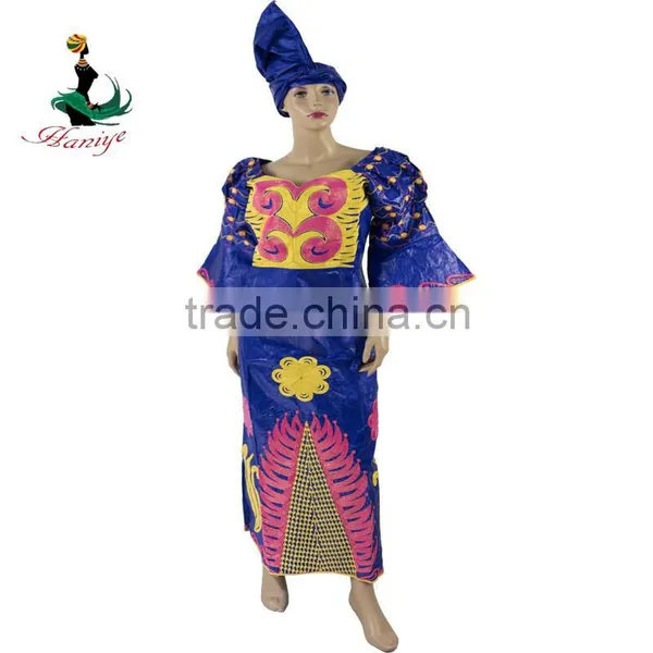 New African Cotton Damask Bazin Riche Dresses Embroidery For Women photo-2