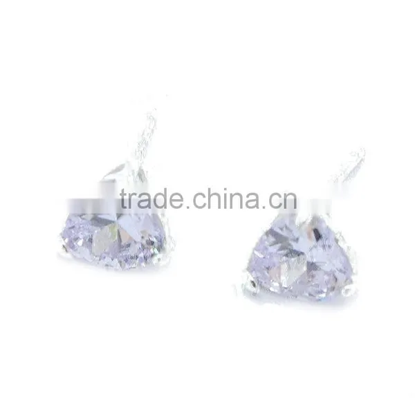 Factory Direct Sale Rhodium Plated 925 Silver CZ Stud Earring photo-2