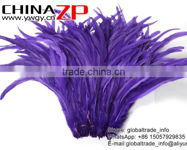 Top Supplier ZPDECOR Wholesale 35-40cm Length Good Colored Royal Purple Fully Dyed Rooster Chicken Feathers for Sale photo-2