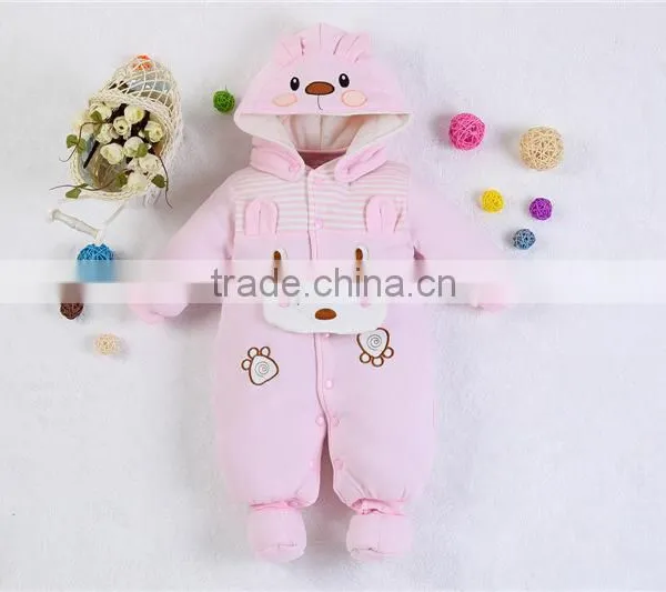 Newborn 100% Colored Cotton Plain Baby Winter Clothes Factory Organic Baby Rompers Wholesale Baby Clothes photo-2