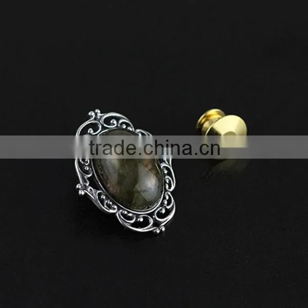 925 Sterling Sliver Vintage Style Antiqued Silver Oval Labradorite Brooch Fashion Women Brooch Jewelry 6530012 photo-2