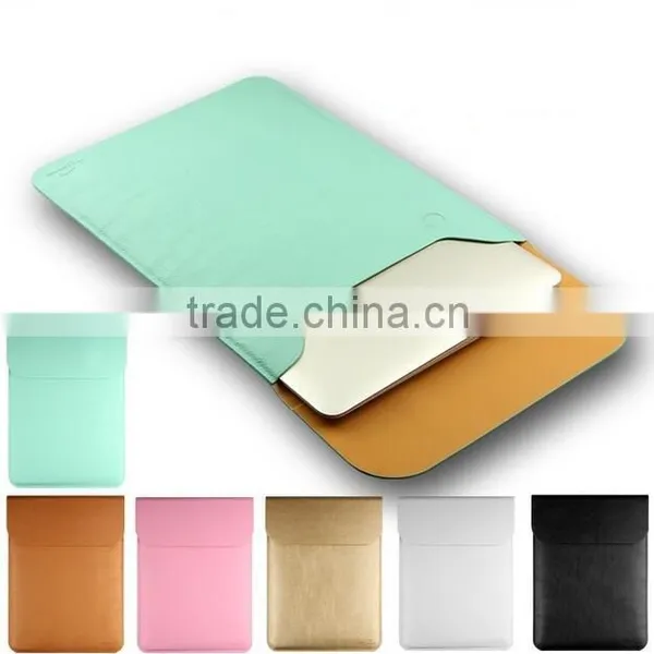 Hot PU Leather Laptop Sleeve Case For MacBook Air 11",AIR 13",Retina 12,13.3,15.4 Inch,Envelope Bag