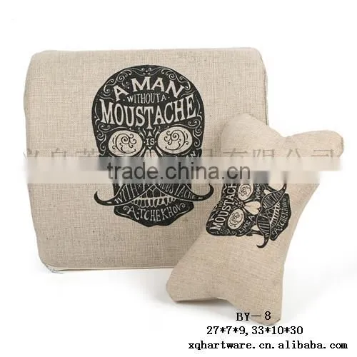 Nature Linen Material Custom Printed Memory Foam Car Lumbar Seat Cushion & Car Neck Pillow photo-3