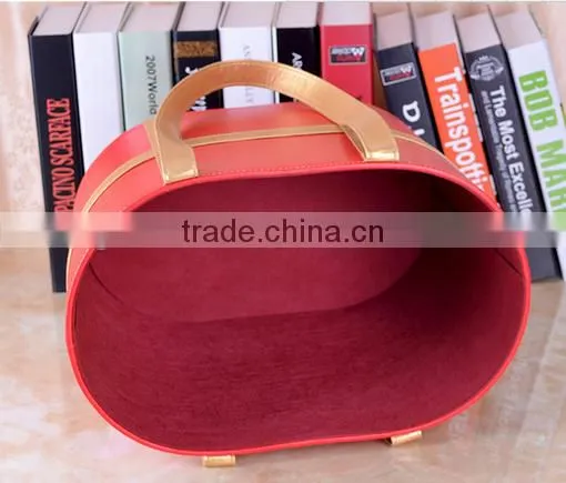 Wholesale Custom Fancy Leather Wine Gift Storage Basket photo-5