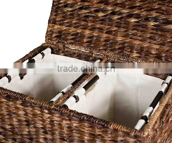Eco-friendly Dyeing Water Hyacinth Woven Laundry Hamper With Liner photo-3