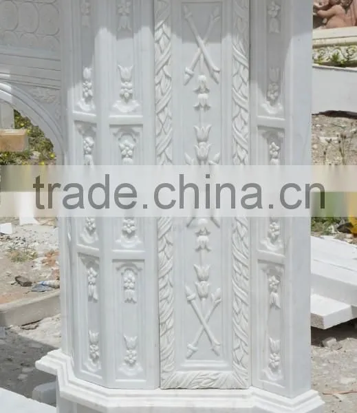 Classical Indoor Decorative White Marble Fireplace Mantel photo-3