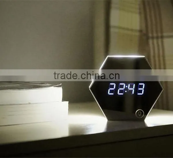 Mirror Alarm Clock Multi Function Image Digital Alarm Clock Thermometer Alarm Clock LED Mirror Nightlight Clock photo-5