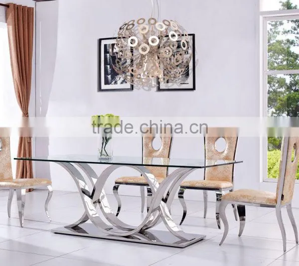 Glass Top Hotel Dining Table Set With Chairs New Design photo-2