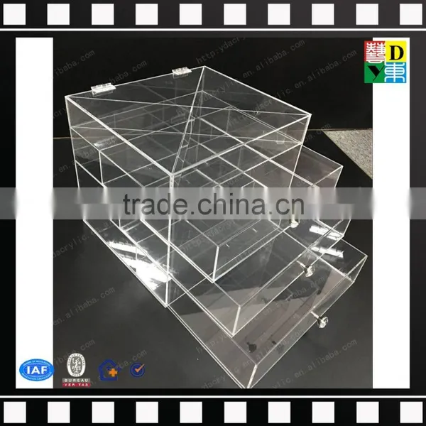2016 Wholesale Handicraft Acrylic Makeup Organizer With 3 Drawers ,cosmetic Display Lipstick Stand Holder photo-2
