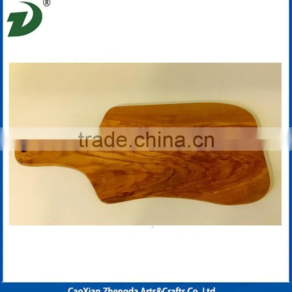 Natural Solid Olivewood Cutting Board With Handle Wooden Cutting Board With Ring Round Board photo-2