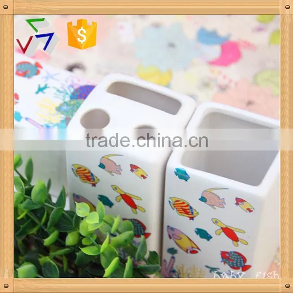 Colorful Funny Decoration Children Ceramic Bathroom Accessories Set photo-3