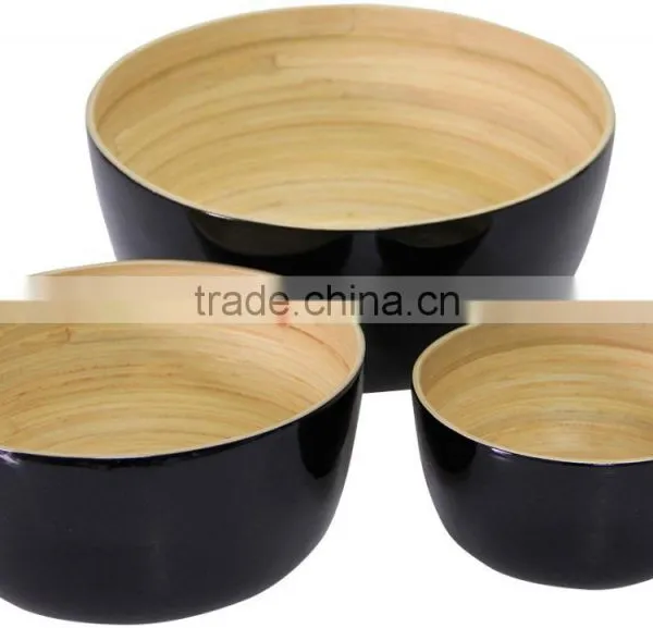Bamboo Bowls and Spoon Set/ Eco-friendly Spun Bamboo Salad Bowls photo-4