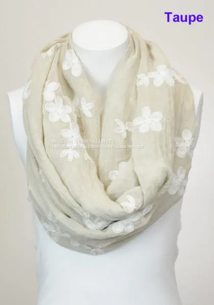 Soft Floral Print Infinity Loop Circle Scarf China Factory photo-5
