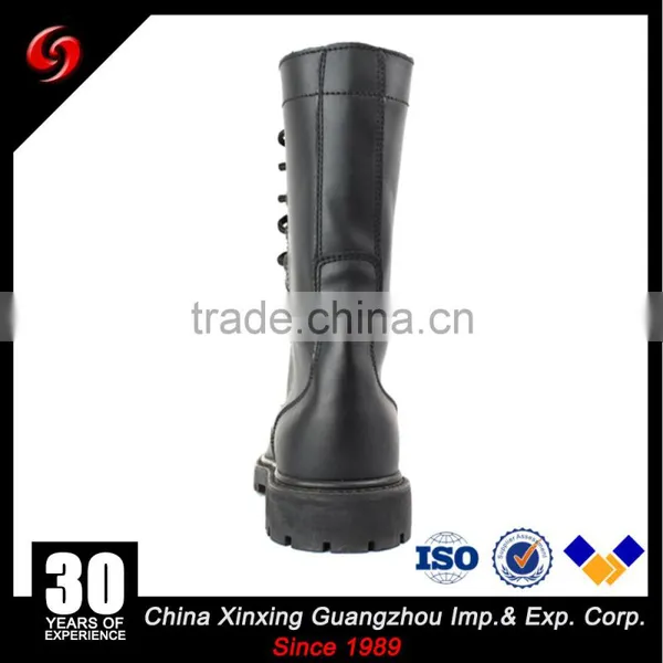 Black Genuine Leather 10 Holes Steel Toe Military Combat Boots photo-3