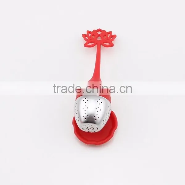 Nice Design Mini Silicone Flower Tea Infuser in Red photo-3
