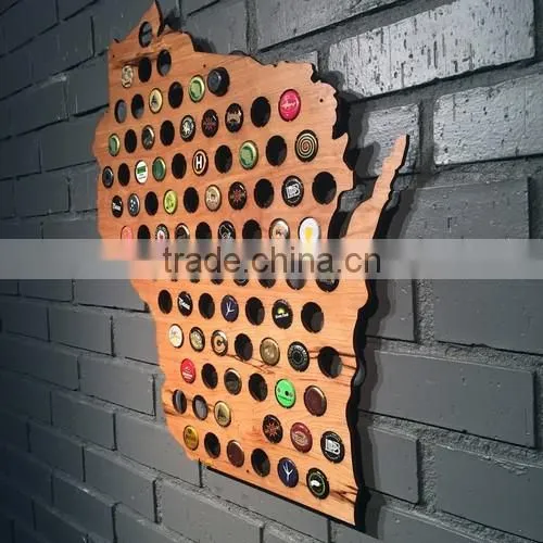 Hot Selling Beer Cap Maps Bottle Beer Soda Pop Wood Cap Organizer photo-3